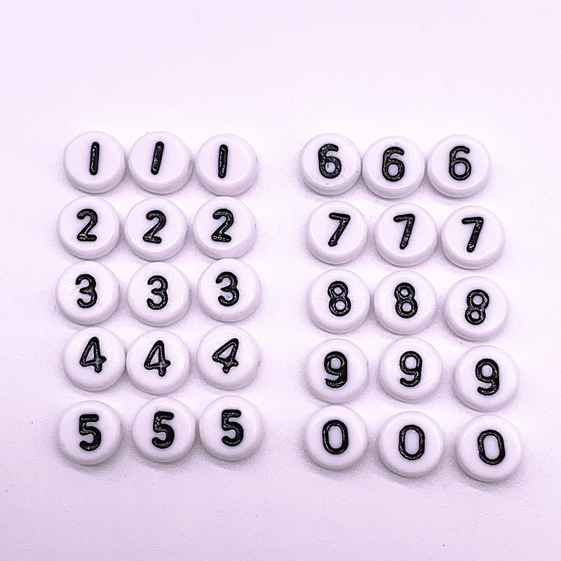 Top Trends: 100pcs / lot 7x4mm 0-9 White Round Numbers Acrylic Loose Spacer Beads For Jewelry Making DIY Bracelet Accessories Shoppable Styles