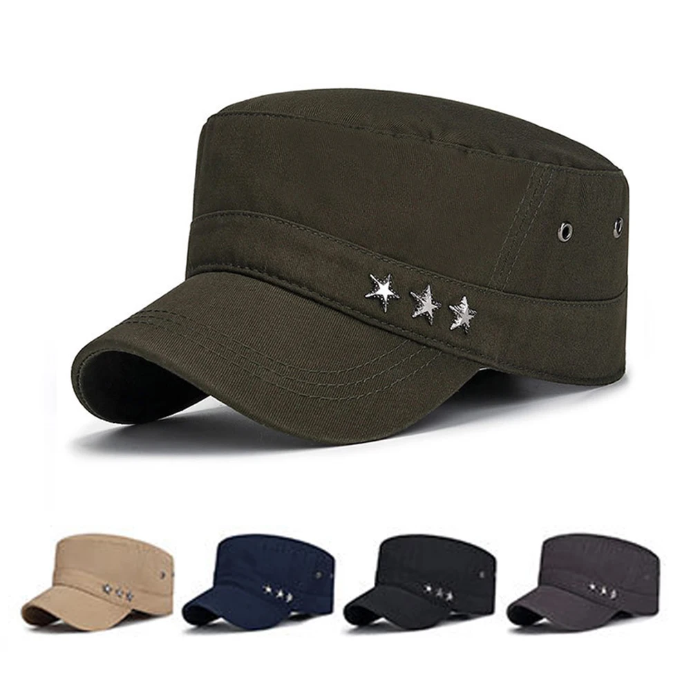 Top Trends: 2023 New Men Women Vintage Army Hat Cotton Breathable Military Cap Cadet Style Flat Top Caps Casquette Summer Sun Cap Shoppable Styles