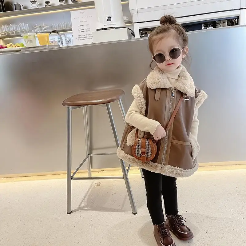 Top Trends: Wear Autumn And Winter Clothes New Plush Korean Children's Leather Vest Children's Clothes Outside Shoppable Styles