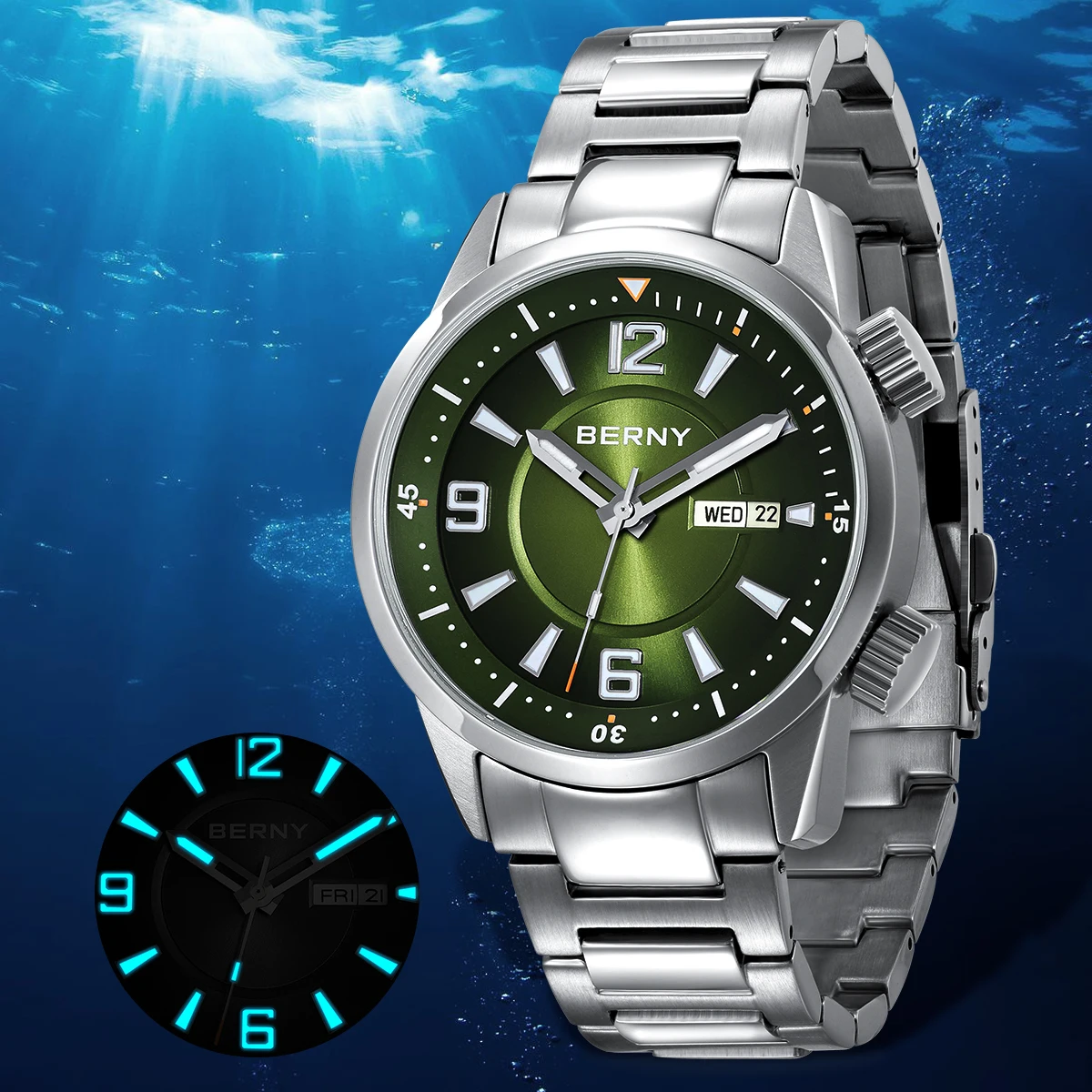 Top Trends: BERNY Diver Men Watch Automatic Wristwatch Sapphire Super Luminous 20ATM Waterproof Stainless Steel MIYOTA 8205 Mechanical Watch Shoppable Styles