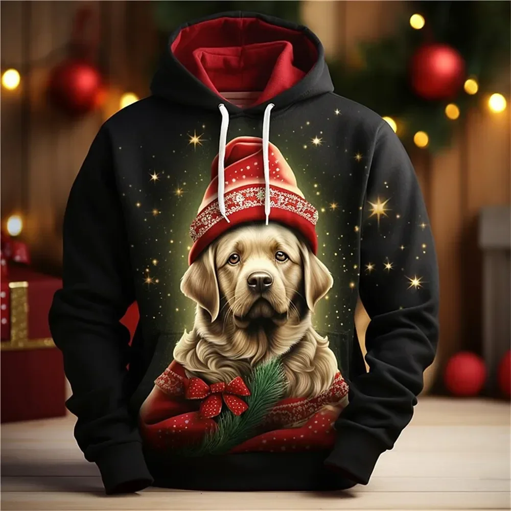 Top Trends: Christmas Hoodies For Men Animal Cats And Dogs 3D Print Long Sleeve Sweatshirt Autumn Winter Men Clothing Holiday Casual Tops Shoppable Styles - Image 5