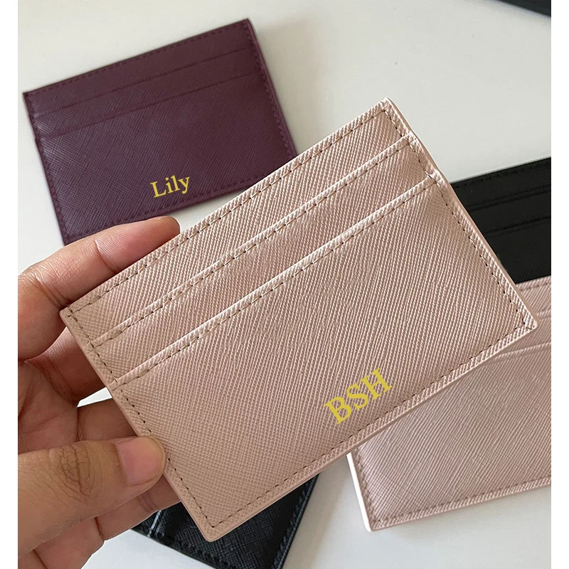 Top Trends: Custom Letters Men PU Leather Credit Card Holder Personalize Initials Slim Card Wallet Monogram Name Card Case Women DIY Present Shoppable Styles