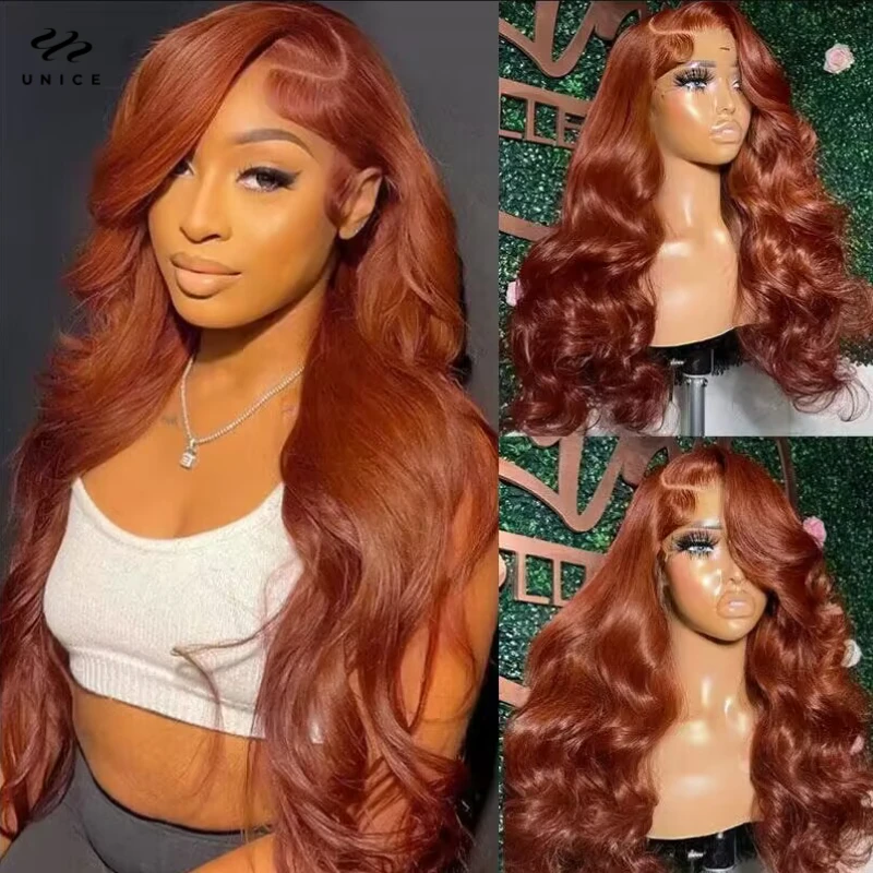 Top Trends: UNice Hair Copper Brown Body Wave 13x4 Lace Frontal Wig Pre Colored Pre Plucked Lace Front Human Hair Wigs For Women Shoppable Styles