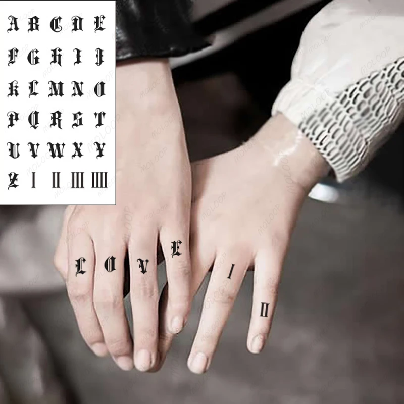 Top Trends: Tattoo Sticker English Alphabet Letter Roman Numerals Waterproof Temporary Body Art Fake Flash Tattoo For Man Woman Kids Shoppable Styles