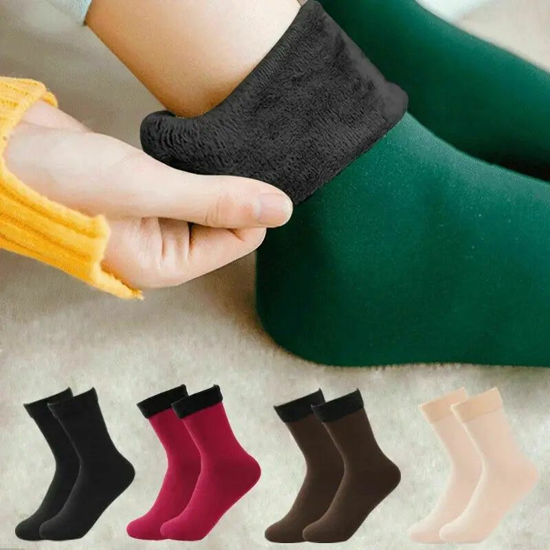 Top Trends: Women Winter Snow Boots Socks Warm Thermal Thicken Fleece Soft Cosy Socks Lady Solid Color Home Snow Boots Floor Sock 1Pairs Shoppable Styles