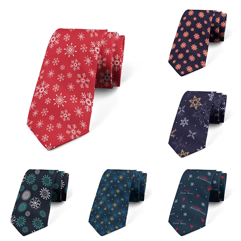 Top Trends: 8CM Men Tie 3D Print Red Blue Harajuku Fashion Snowflake Christmas Necktie Business Meeting Shirt With Casual Tie Holiday Gift Shoppable Styles