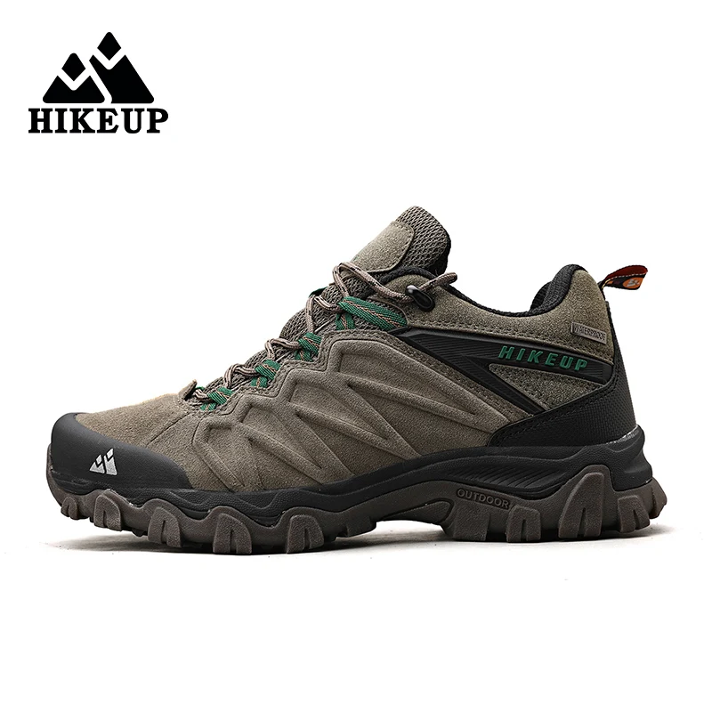 Top Trends: HIKEUP High Quality Leather Hiking Shoes Durable Outdoor Sport Men Trekking Leather Shoes Lace-Up Climbing Hunting Sneakers Shoppable Styles