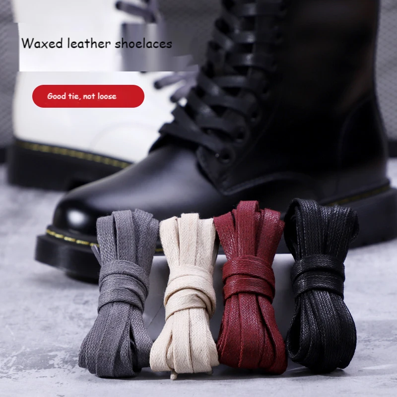 Top Trends: 1 Pair Waxed Cotton Shoelaces 0.8CM Width Flat Waterproof Shoe Laces Unisex Boots Casual Sneakers Shoelace Leather Laces Shoes Shoppable Styles