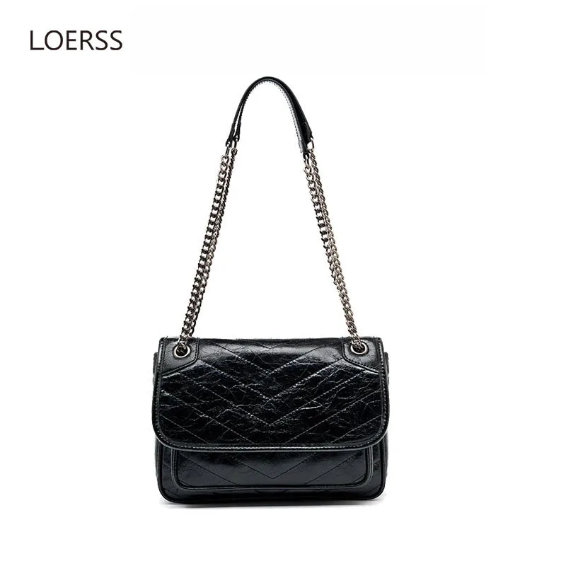 Top Trends: LOERSS Women&#039;s Messenger Bag Large Capacity Vagrant Shoulder Bag Multifunction Underarm Bags Retro Fashion Genuine Leather Bag Shoppable Styles