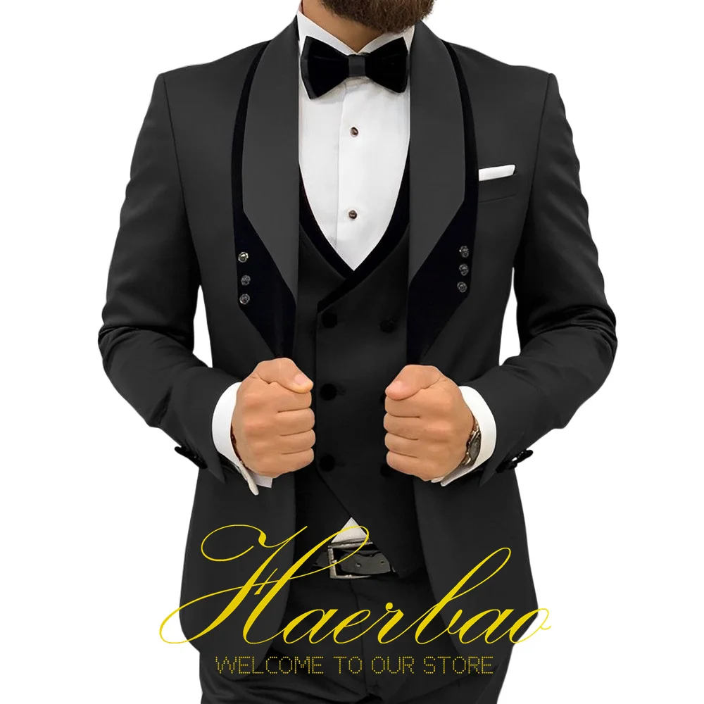 Top Trends: Men Wedding Suit Vest Pants Jacket Three Piece Set Groom Tuxedo Fashion Design Formal Slim Fit Clothes For Male Shoppable Styles