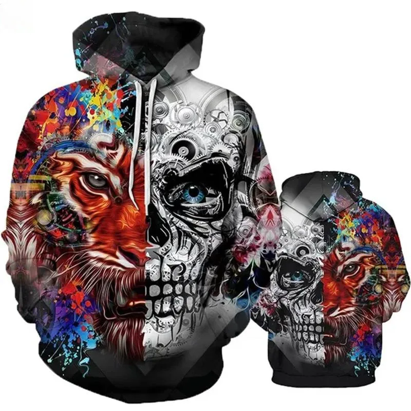 Top Trends: Trendy Men Hoodie Skull Pattern Hip Hop Fashion Cool Personality Street Sweatshirt Outdoor Leisure Sports Tourism Daily Clothing Shoppable Styles