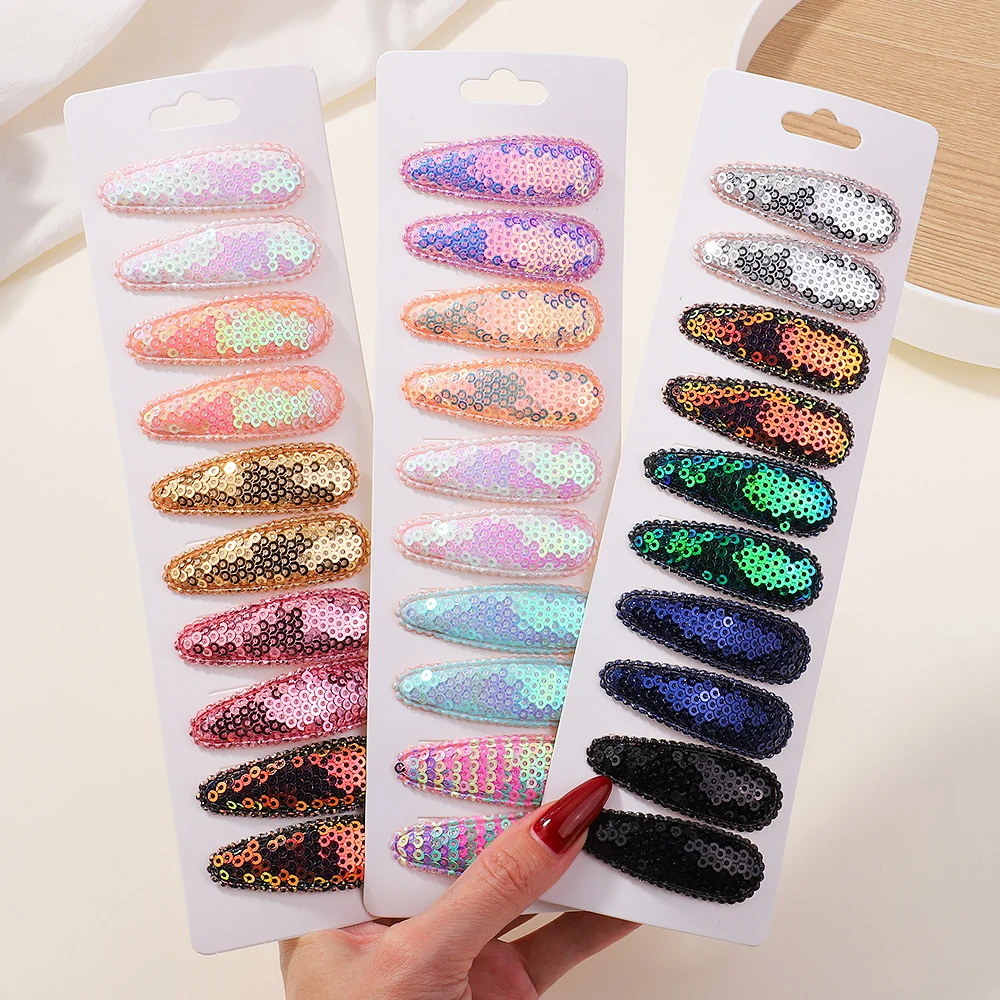 Top Trends: 10Pcs / Set Korean Gradient Sequins Metal BB Clips Hair Clips For Kids Handmade Hairpins Barrettes Headwear Girls Hair Accessories Shoppable Styles