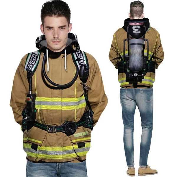 Top Trends: Funny Cool Men / Women Cosplay Graphic Sweatshirts Firefighter 3D Print Hoodies Shoppable Styles - Image 3