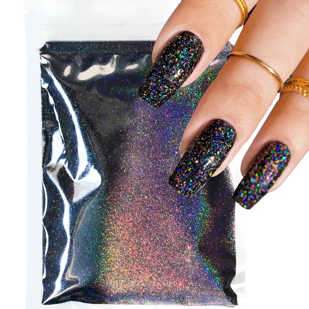 Top Trends: 10g / 5g Laser Holographic Sugar Nail Powder 0.2mm Black White Pigment Sweater Snowflakes Winter Nail Glitter Dust Nail Sugar Powd Shoppable Styles