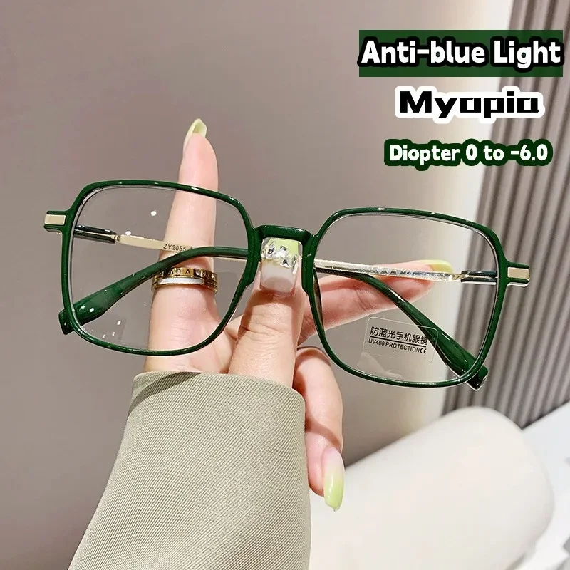 Top Trends: New Color Fashion Myopia Glasses For Women Men Square Transparent Eyeglasses Retro Minus Diopter Eyeglasses Optical Prescription Shoppable Styles