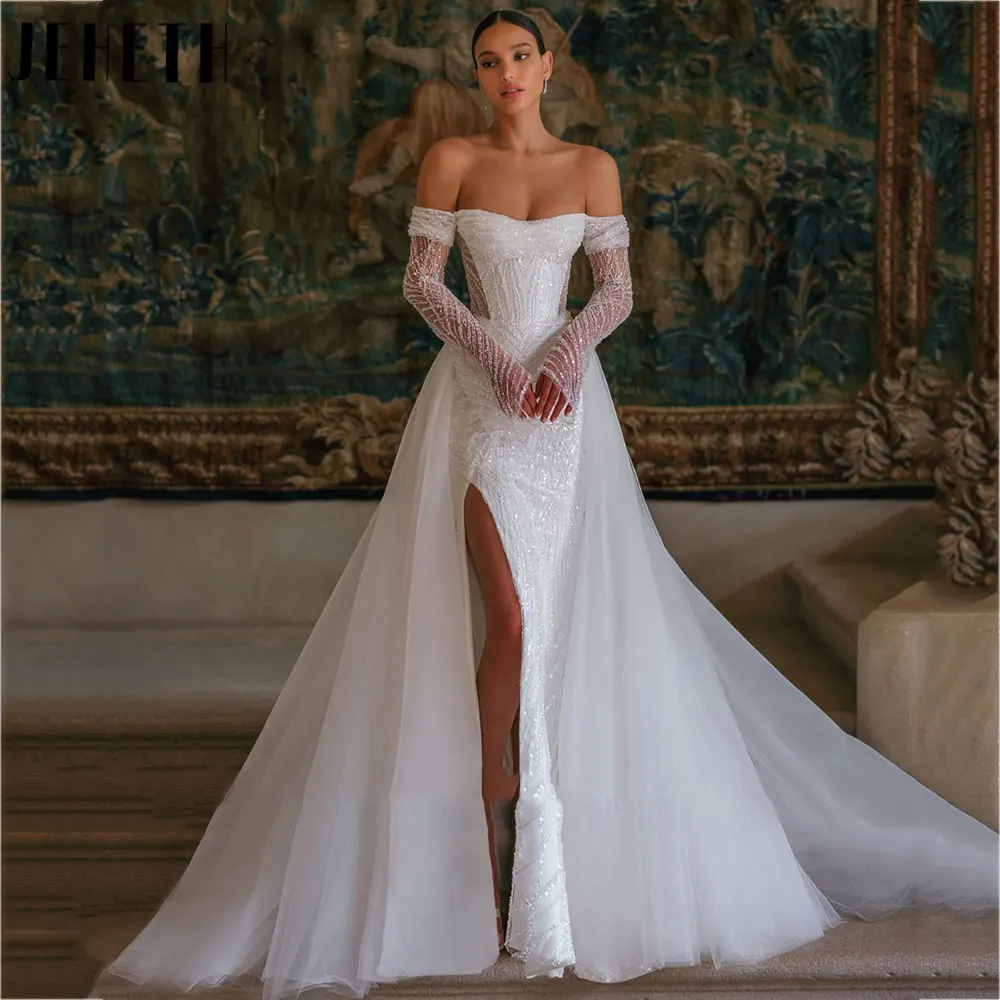 Top Trends: JEHETH Luxurious Mermaid Off Shoulder Wedding Dresses 2024 Vintage Sweetheart Bridal Gowns Backless High Split Vestidos De Novia Shoppable Styles