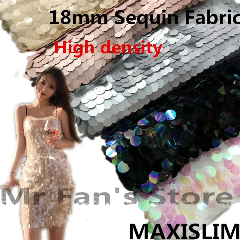 Top Trends: DIY High Density Sequins Fabric 18MM Sequins Fish Scales Mesh Fabric Live Shooting Background Clothing Free Shipping 125CM Wide Shoppable Styles