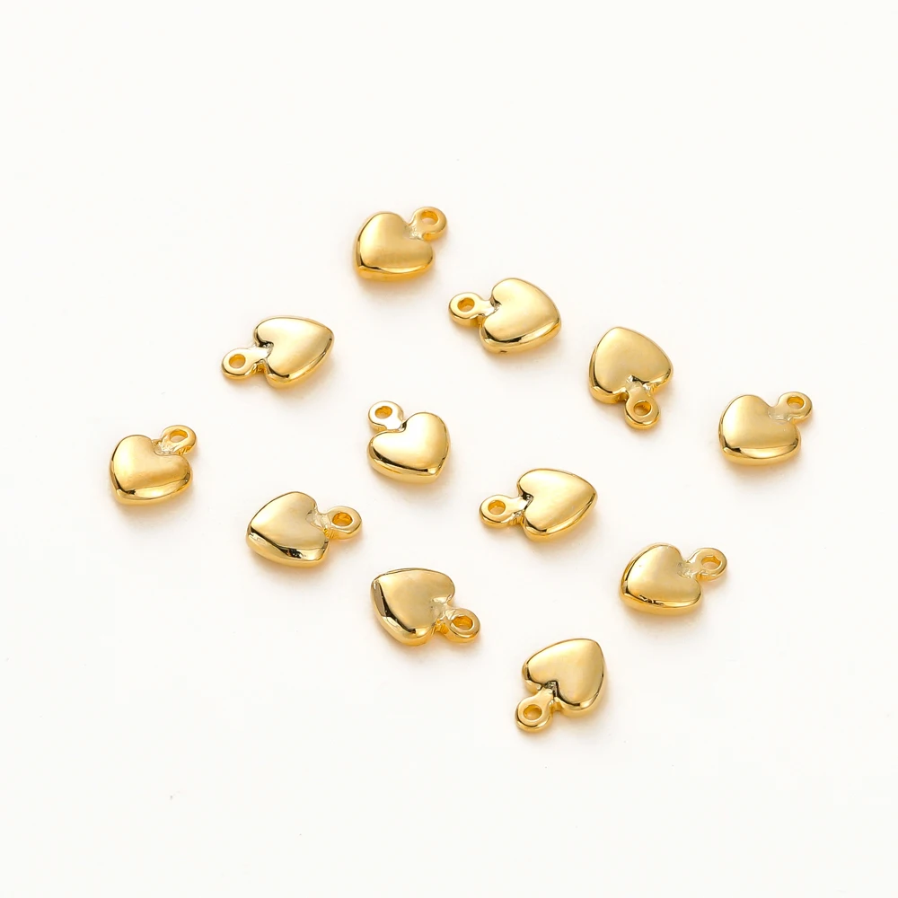 Top Trends: 20PCS 14K 18K Gold Color Plated Brass Mini Heart Pendants For Jewelry Making Handmade DIY Earring Charms Findings Components Shoppable Styles