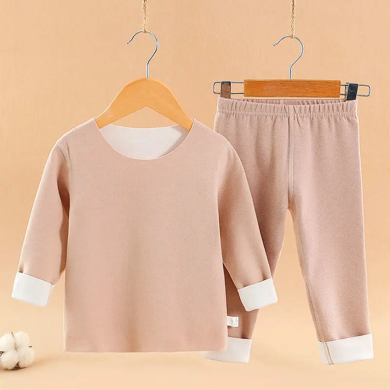 Top Trends: New Autumn And Winter Children's Velvet Seamless Thermal Underwear Set 2-16T Children's Velvet Thermal Clothes Children's Pajama Shoppable Styles - Image 3