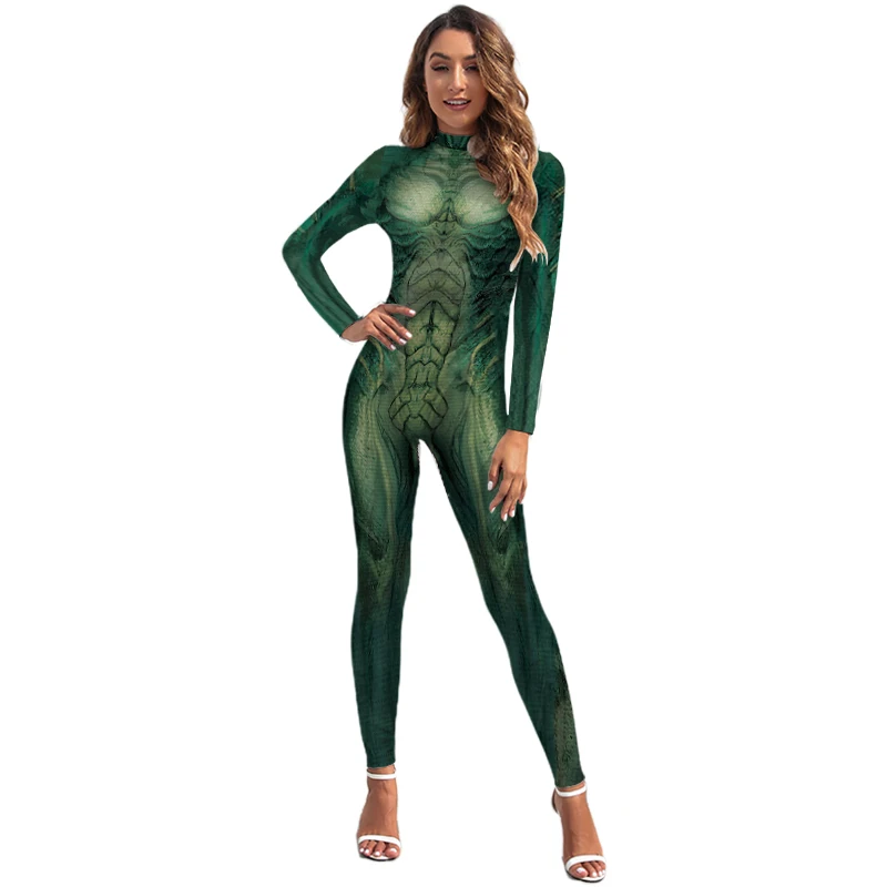 Top Trends: Green Body Snake Costume Suit Animal Cosplay Catsuit Holiday Festival Party Jumpsuit Long Sleeve Zentai Bodysuit With Back Zip Shoppable Styles