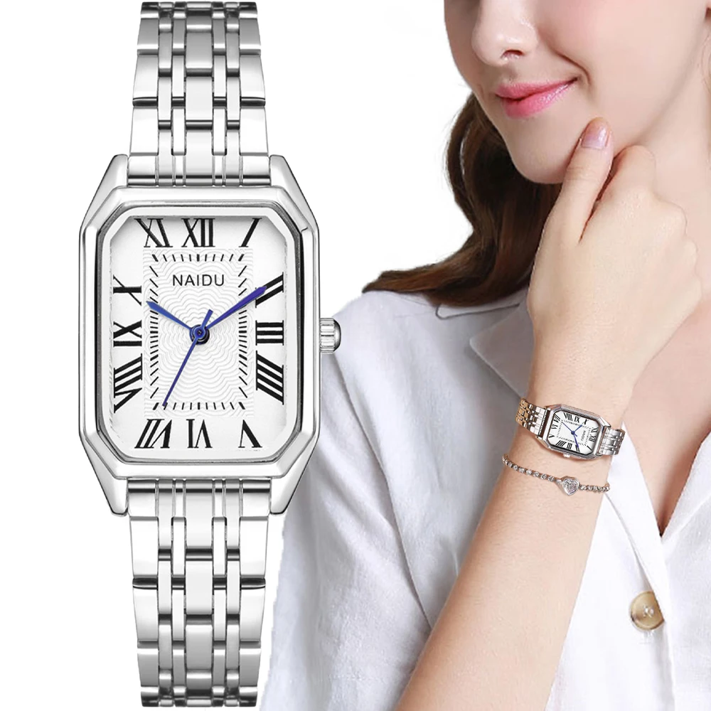 Top Trends: Luxury Brand Women&#039;s Watch Vintage Roman Calendar Square Quartz Watch For Women Fashion Stainless Steel Strap Women&#039;s Wristwatch Shoppable Styles