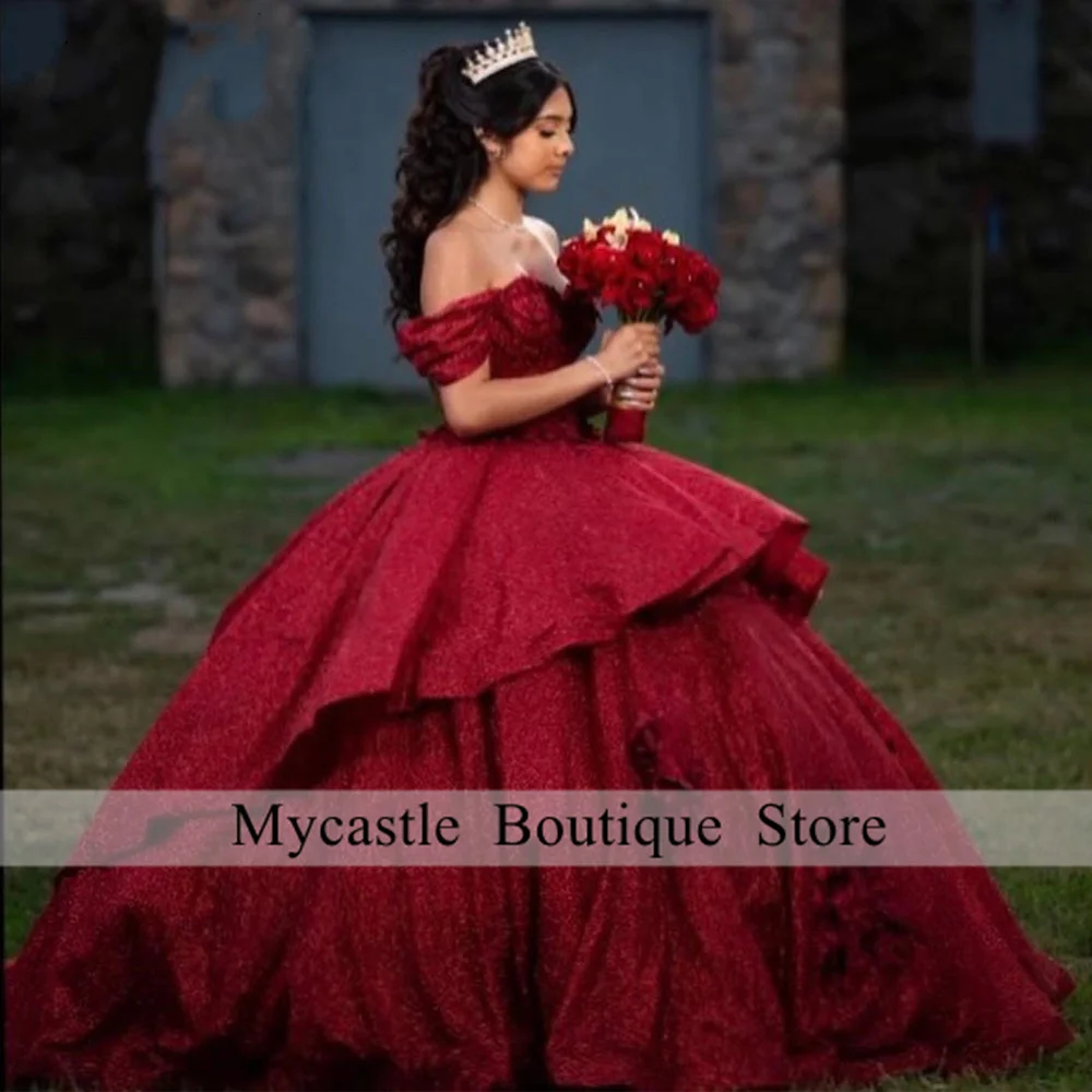 Top Trends: Elegant Wine Red Quinceanera Dresses 2023 Appliques Beaded Off Shoulder Sweet 16 Dress Ball Gowns Vestidos De 15 Quinceañera Shoppable Styles - Image 3