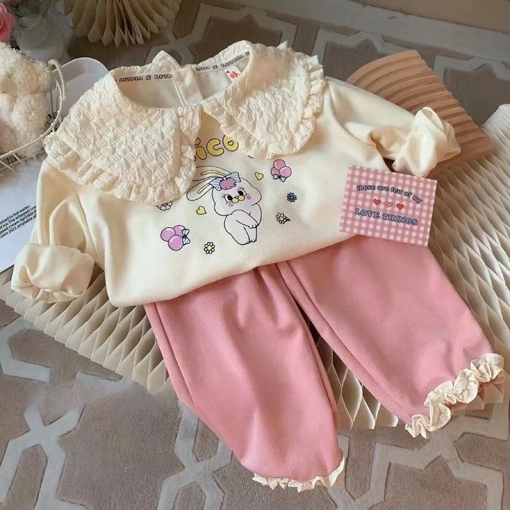 Top Trends: Fashion Kids Girls Clothes Sets Cartoon Rabbits Girl Pullover Tops+ Pants 2Pcs Spring Autumn Children Sweatshirt Tracksuit 0-6Y Shoppable Styles