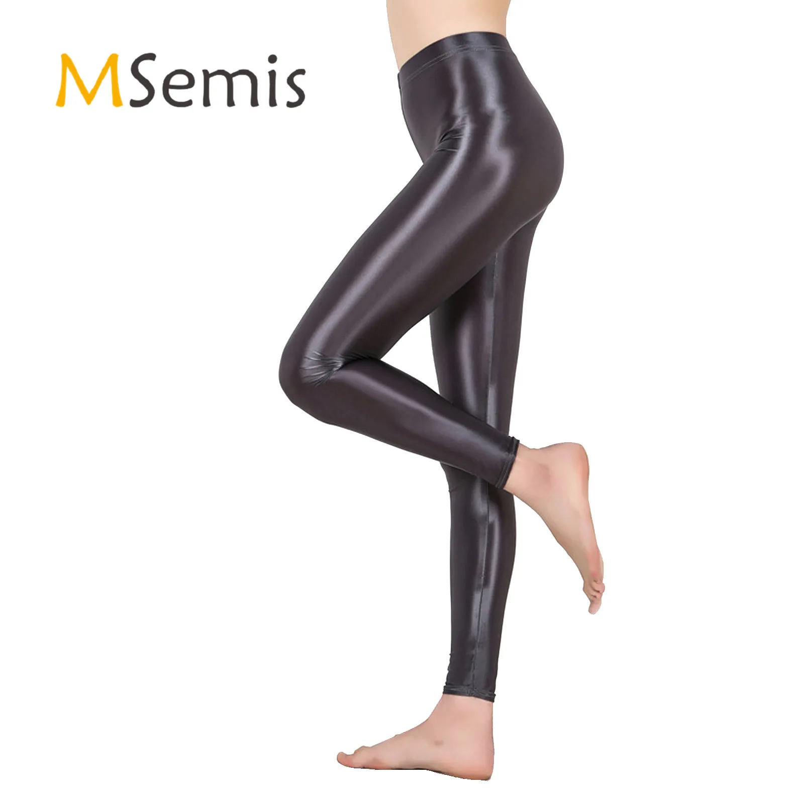 Top Trends: Women Gym Yoga Dance Running Cycling Sports Pants Pure Color Shiny Metallic Stretchy Leggings Pants Shoppable Styles