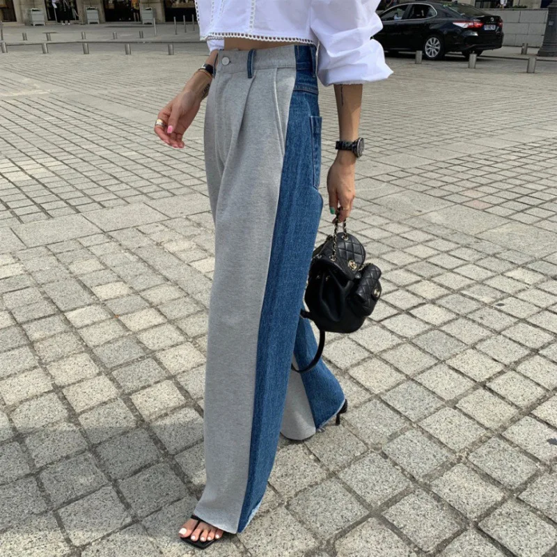 Top Trends: Hit Color Jeans Women High Waist Gradient Color Blue Denim Pants Female Streetwear Chic Mom Jeans Zipper Pocket Trousers Shoppable Styles