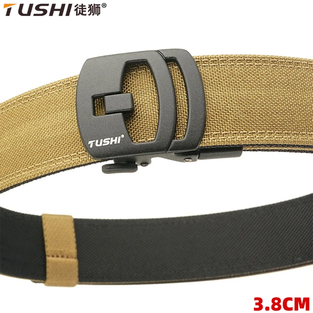 Top Trends: TUSHI NEW Tactical Automatic Belt For Men Thick Nylon Police Duty Military Belt Metal Auto Buckle Casual Waistband Male IPSC Shoppable Styles