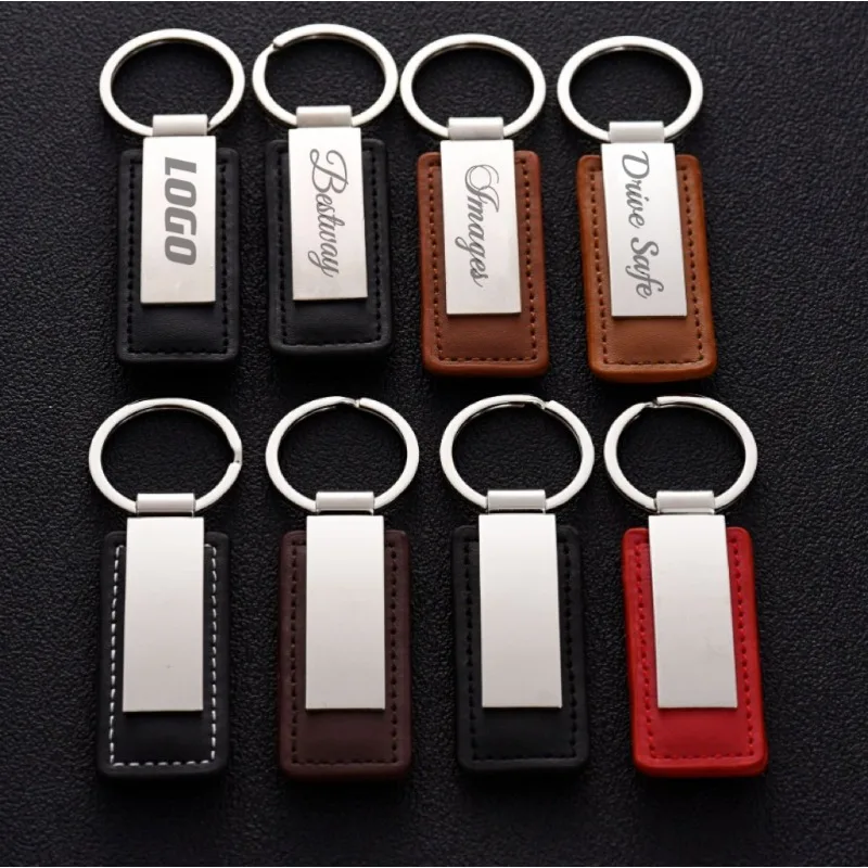 Top Trends: Customized PU Leather Keychain For Men And Women Metal Car Logo Key Chain Pendant Gift Laser Engraving Retro Vintage Keyring Shoppable Styles