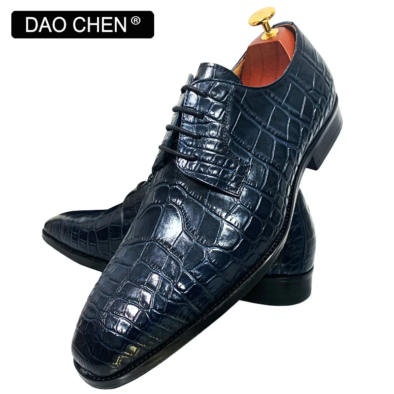 Top Trends: DAOCHEN ITALIAN MEN LEATHER SHOES BLUE BLACK CROCODILE PRINT LACE UP CASUAL DRESS MAN SHOE OFFICE WEDDING SHOES FOR MEN Shoppable Styles