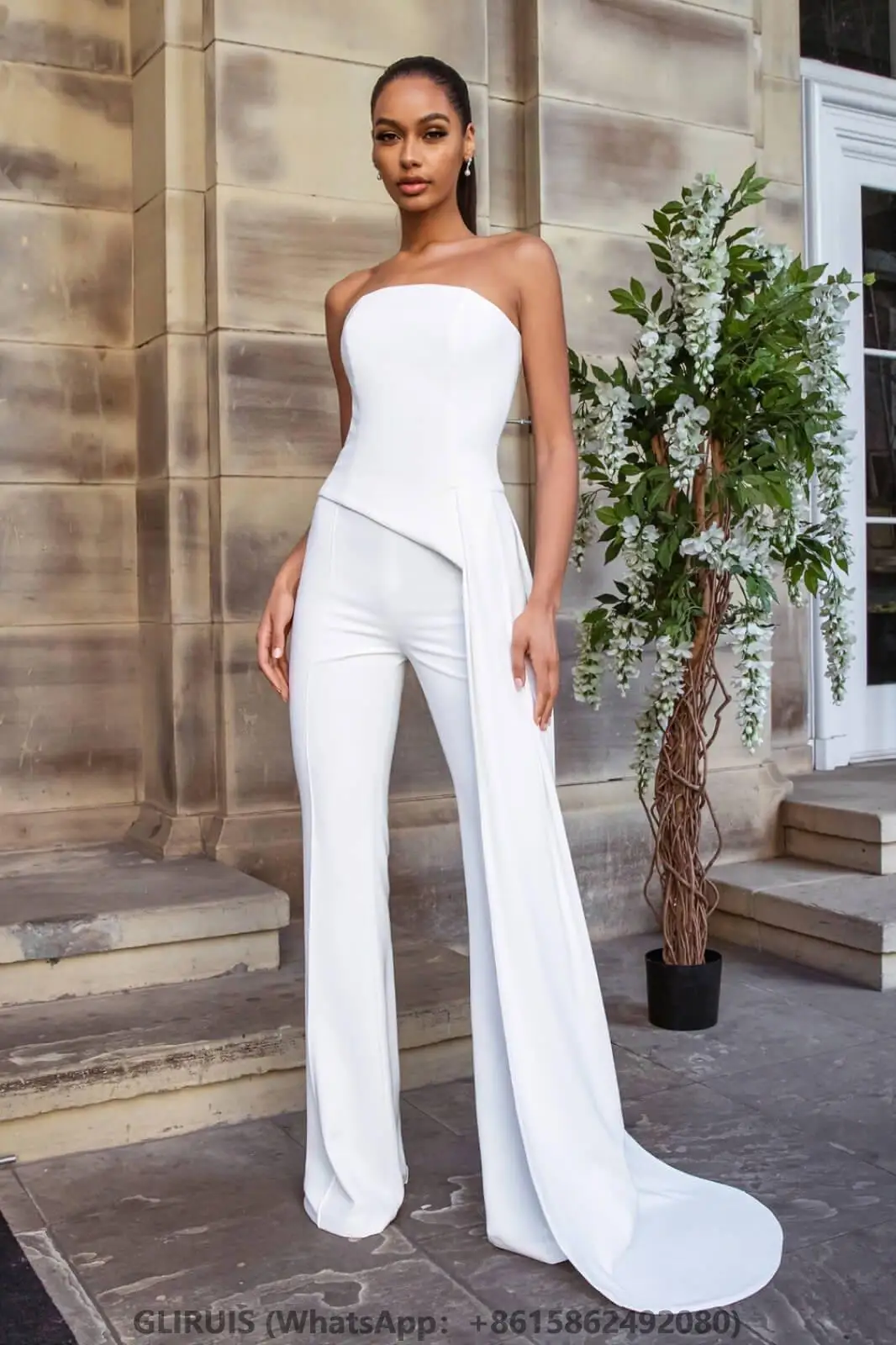 Top Trends: Strapless Crepe Wedding Dress فساتين السهرة Sheath Floor Length Bridal Gowns Maxi Jumpsuit Robe De Soirée For Women Shoppable Styles