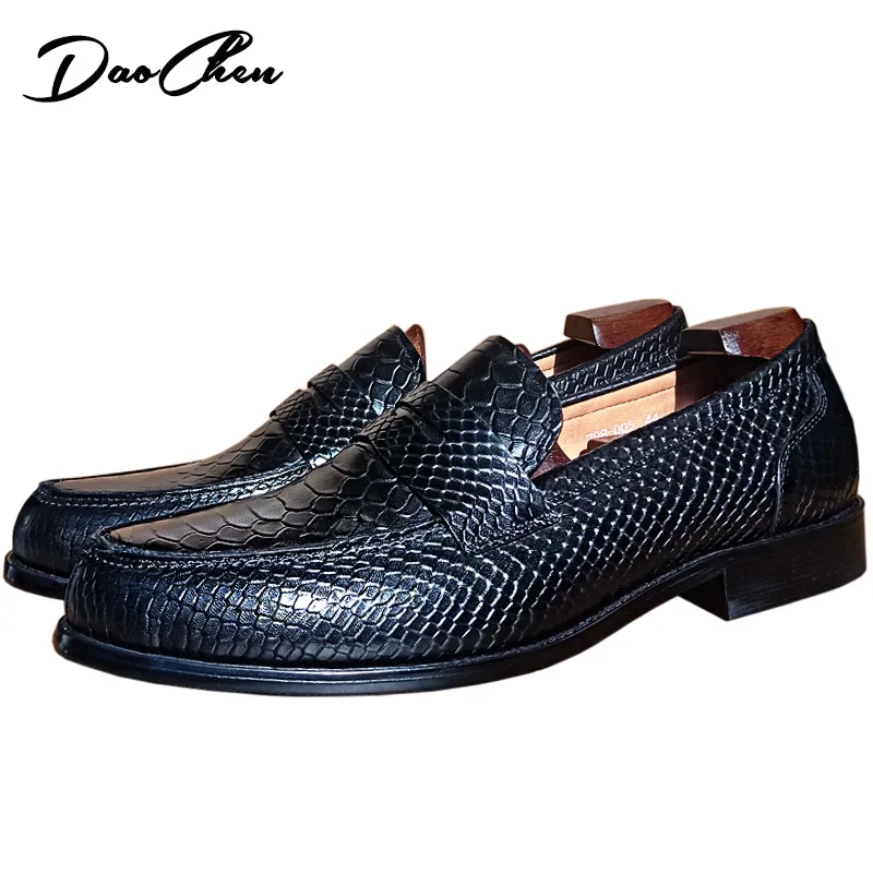 Top Trends: LUXURY BRAND LEATHER SHOES BROWN BLACK SLIP ON SNAKE PRINT MEN&#039;S CASUAL SHOES WEDDING OFFICE BANQUET Casual Loafers Men Shoppable Styles