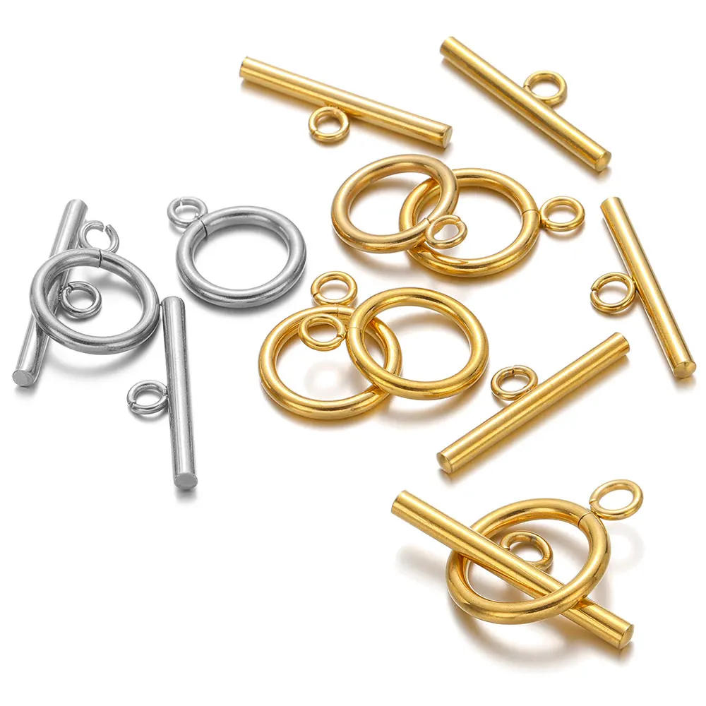 Top Trends: 5Sets / lot Stainless Steel OT Toggle Clasp Hooks Round Bar Connector Fastener Bracelet For DIY Jewelry Making Accessories Shoppable Styles