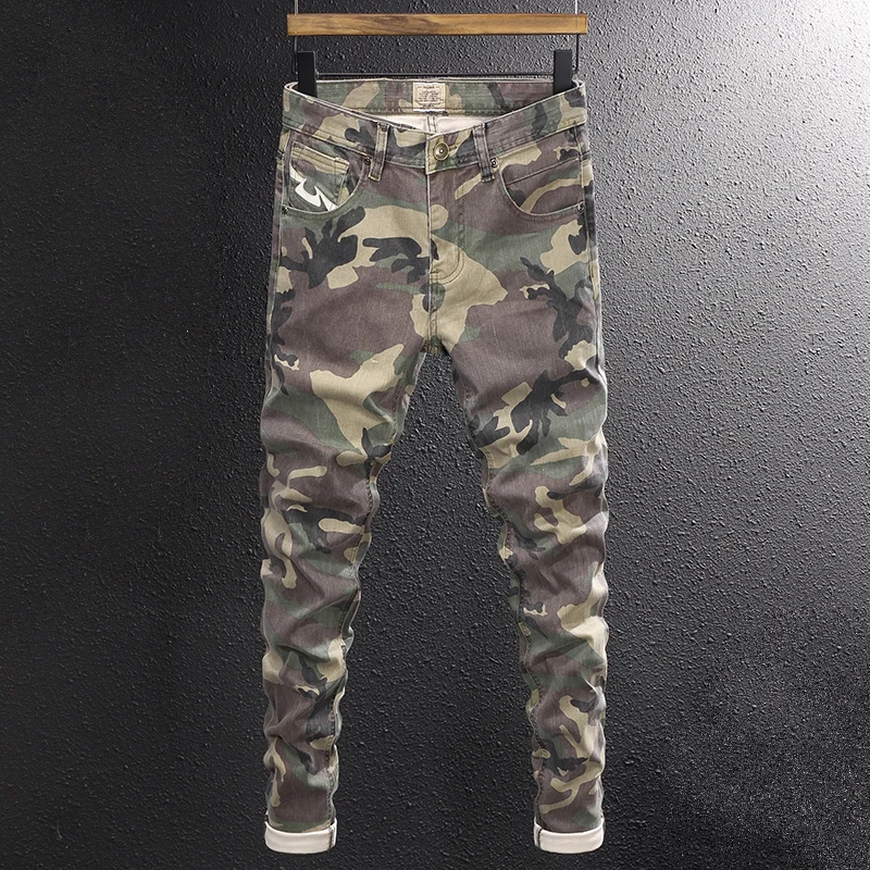 Top Trends: Streetwear Fashion Men Jeans High Quality Stretch Slim Fit Camouflage Trousers Embroidery Patch Designer Hip Hop Pants Hombre Shoppable Styles