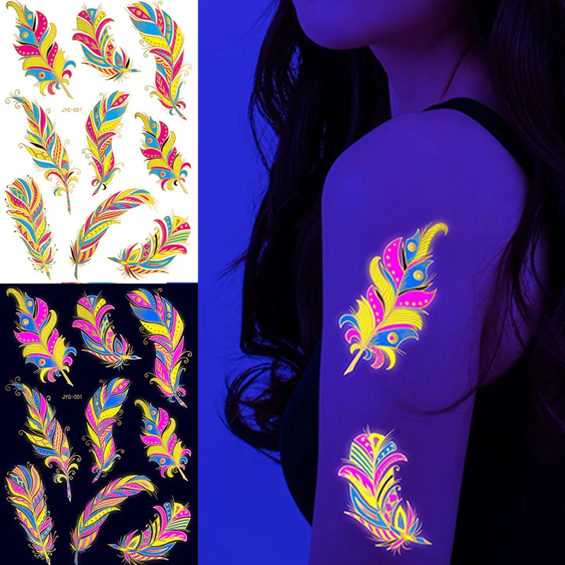 Top Trends: Luminous Temporary Tattoos Stickers Fluorescent Neon In Dark Illuminate Tattoo Elephant / Love Heart Shoulder Tattoo Party Sticker Shoppable Styles - Image 2