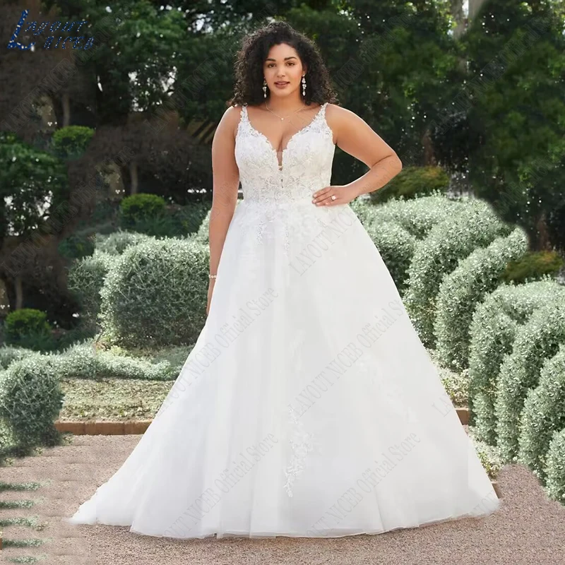 Top Trends: LAYOUT NICEB Wedding Dresses For Woman Plus Size Elegant V Neck Sleeveless Backless Bridal Gowns A Line Vestidos Novias Boda Shoppable Styles