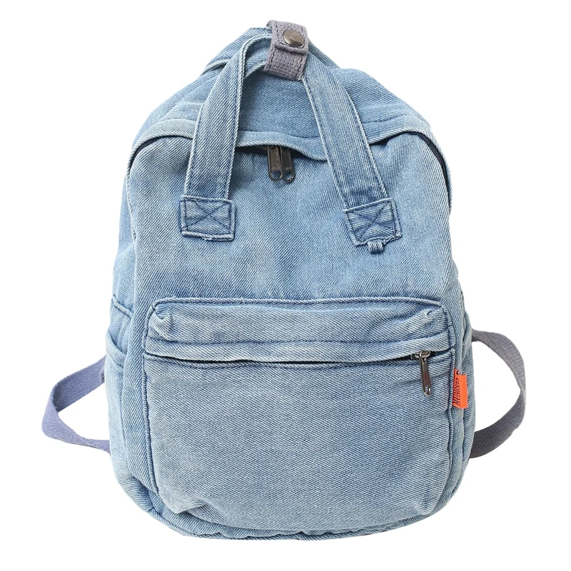 Top Trends: Small Denim Backpacks For Women Cute Little Portable Backpack 100% Cotton School Bags For Teenage Girls Fashion Casual Packages Shoppable Styles