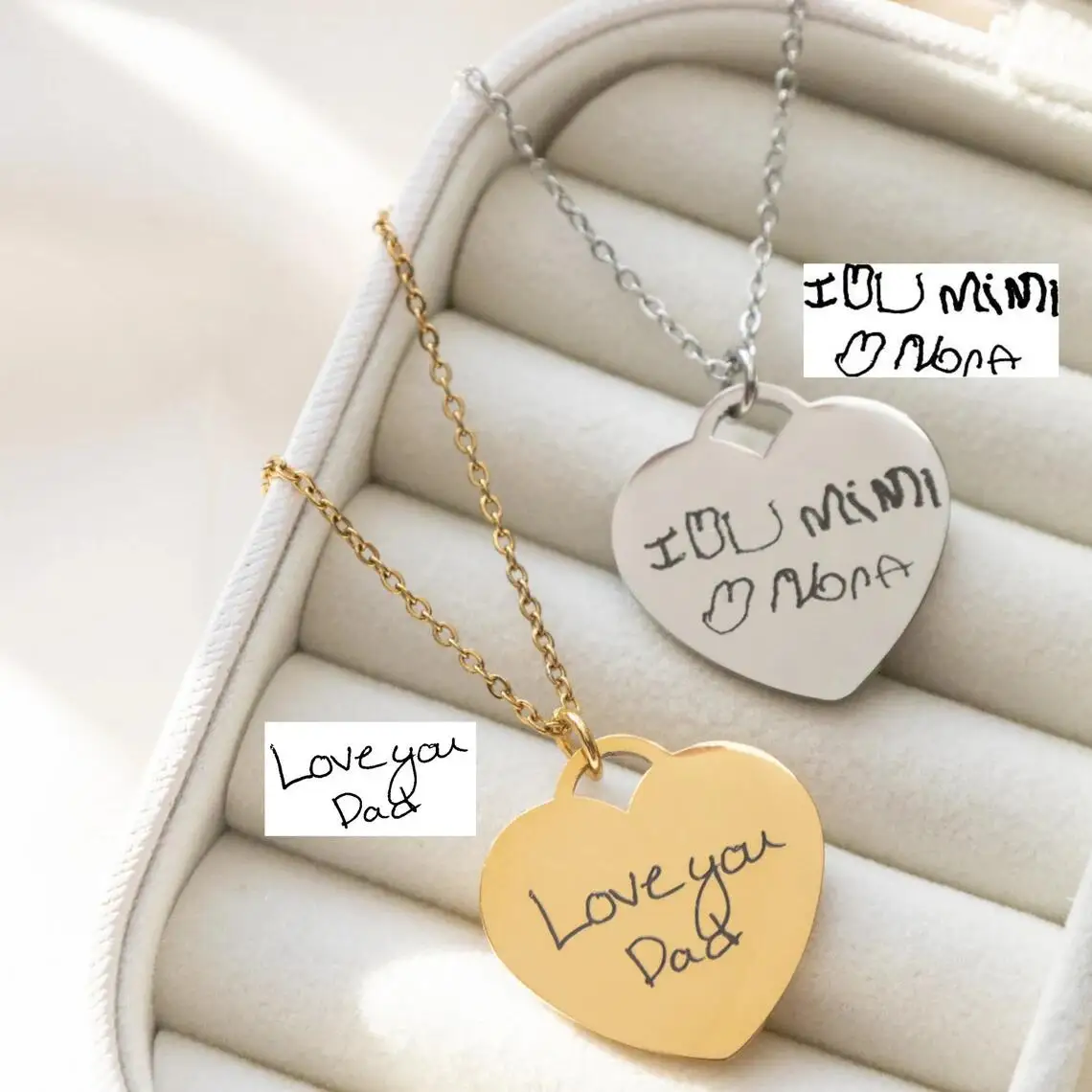 Top Trends: Custom Actual Handwriting Heart Pendant Necklace Personalization Included Text Engraved Jewelry Mothers Day Gift For Her Shoppable Styles