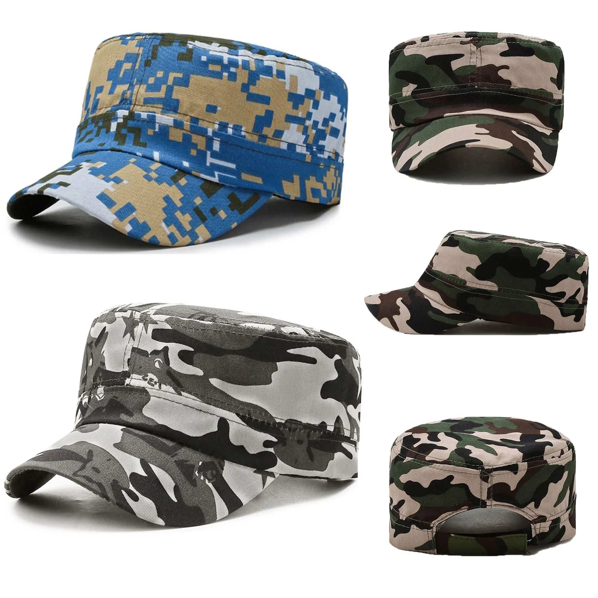 Top Trends: Vintage Flat Top Baseball Caps Classical Soldier Cap Camouflage Army Military Hats Mens Outdoor Sport Caps Adult Sunscreen Hats Shoppable Styles