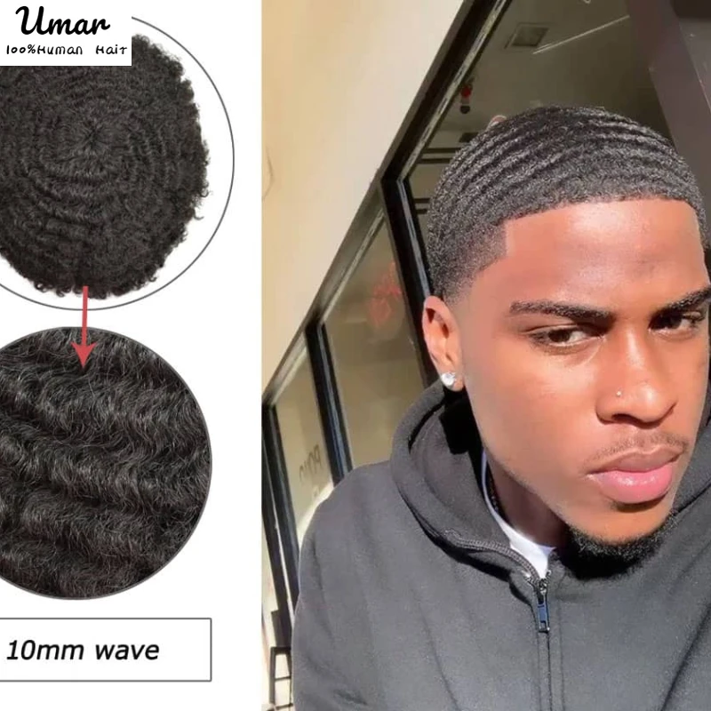 Top Trends: Male Hair Prosthesis Wigs 10mm Curly Toupee For Men Durable Full Skin Hair System Unit For Black Men Shoppable Styles - Image 3