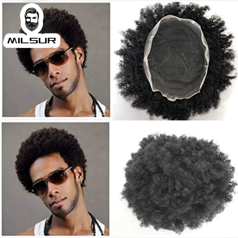 Top Trends: Men's Full Lace Curly Hair Wig Breathable Male Capillary Prothesis Hair 15mm Afro Curly Lace Base Toupee For Men Hair System Shoppable Styles