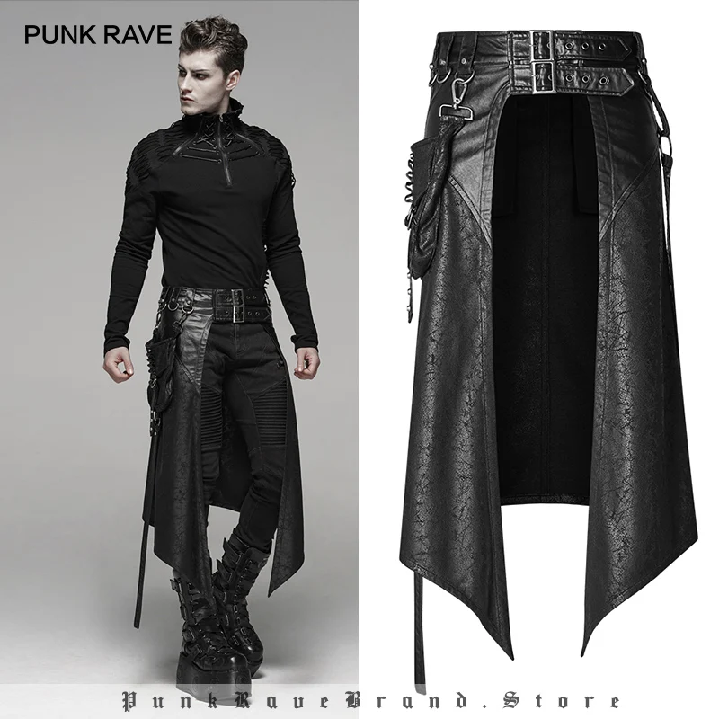 Top Trends: PUNK RAVE Men's Punk Removable Side Stereo Pocket Half Skirt Stage Performance Party Club Cosplay Men Pants Shoppable Styles