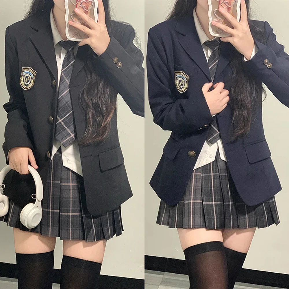 Top Trends: Japanese School Uniforms For Girl Autumn&amp;Winter Multicolor Long Blazer Sets Pleated Skirt JK Sailor Tie Anime Cos Costumes Women Shoppable Styles