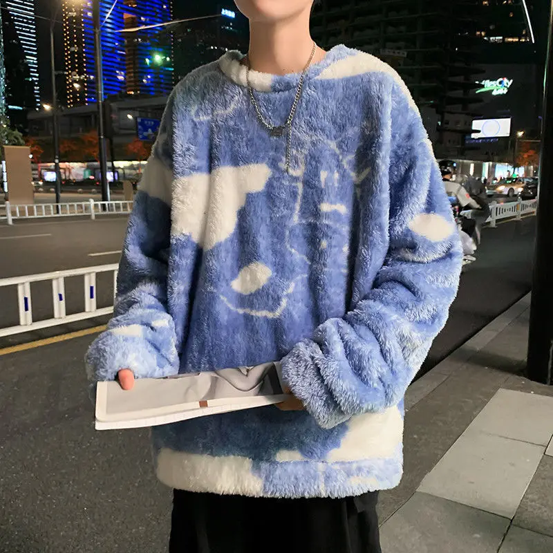 Top Trends: Fashion O-Neck Loose Flannel Casual Sweaters Men's Clothing 2023 Winter New Oversized Korean Pullovers All-match Warm Tops Shoppable Styles