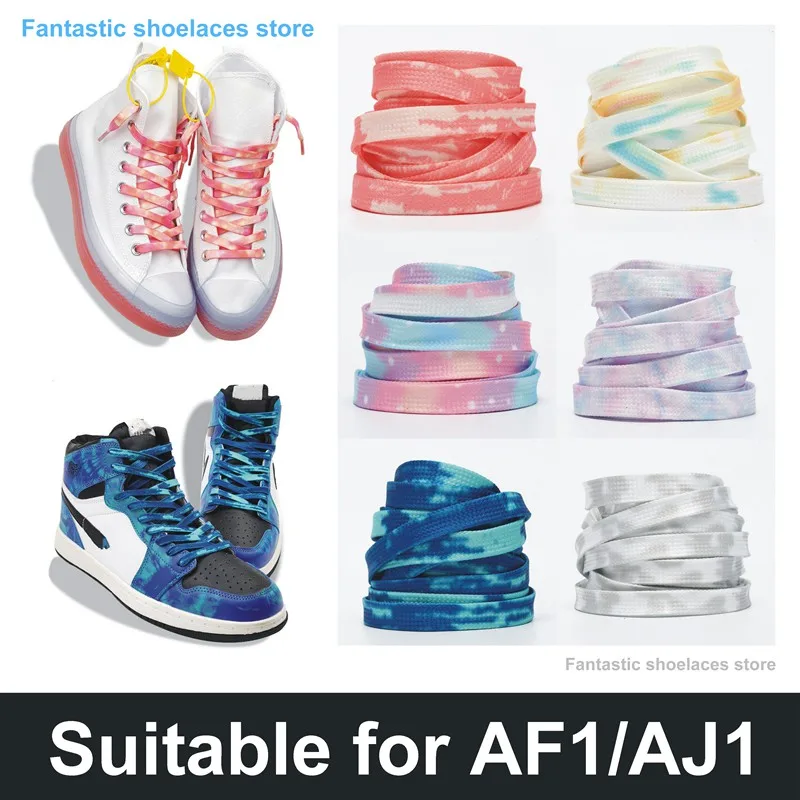 Top Trends: 1Pair Tie-dye Shoelaces Flats Sneakers Laces Fashion AF1 / AJ Sports Shoelace 100 / 120 / 140 / 160 / 180CM 0.8CM Width Shoes Accessories Shoppable Styles