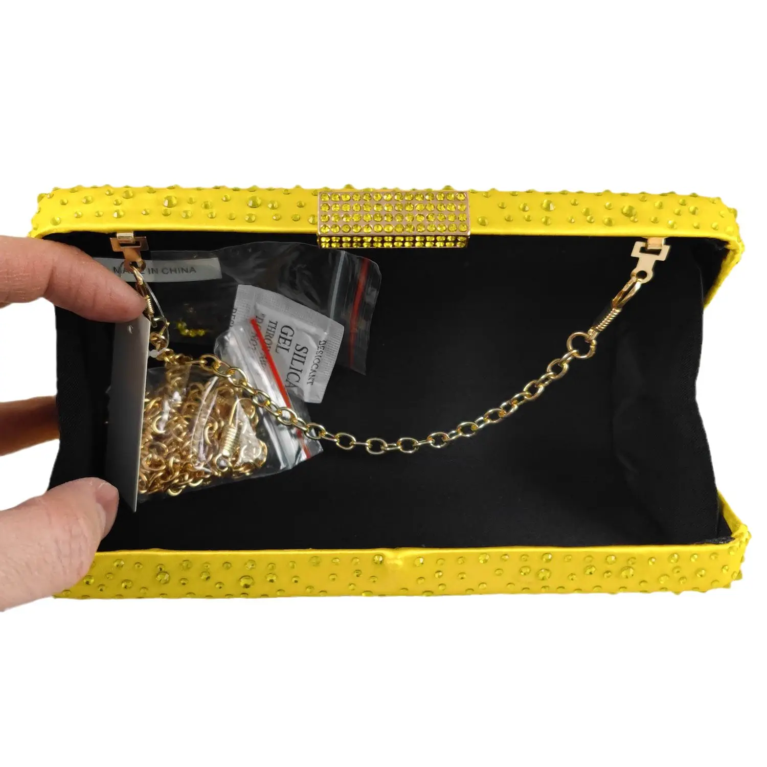 Top Trends: Boutique De FGG Women Yellow Crystal Evening Bags Wedding Party Rhinestone Purses And Handbags Bridal Box Clutch Bag Shoppable Styles - Image 5