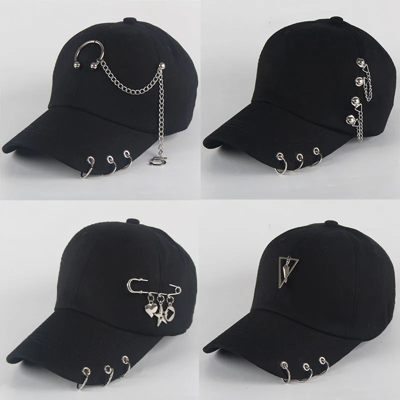 Top Trends: Fashion Cotton Baseball Cap Creative Piercing Ring Hip Hop Caps Punk Adult Casual Solid Adjustable Unisex Snapback Hats Gorra Shoppable Styles