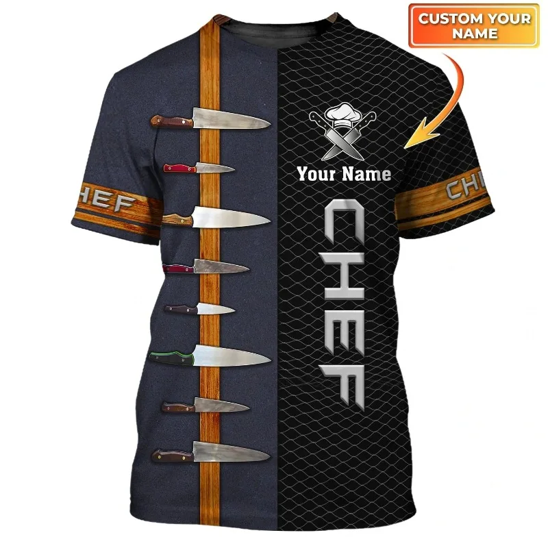 Top Trends: Men's Chef Work Uniform, Personalized Name T-shirt, 3D Printing, Informal, 2023, Quick Drying And Breathable Large Size Shoppable Styles